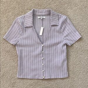 Madewell Purple Fitted Crop Button Down Shirt Size XS NWT